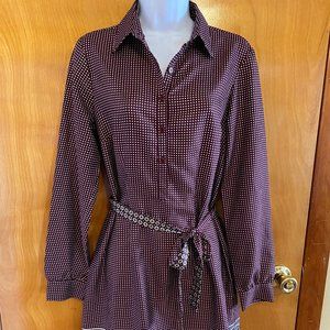 Patterned Long Sleeve Shirt Dress